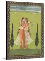 Persian Miniature Lovers Embracing-null-Stretched Canvas