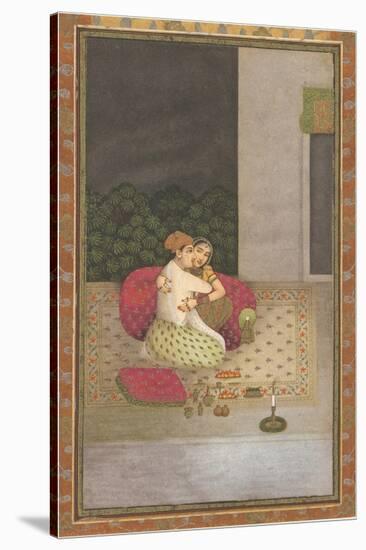 Persian Miniature Lovers on Rug-null-Stretched Canvas