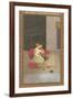 Persian Miniature Lovers on Rug-null-Framed Art Print