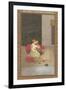 Persian Miniature Lovers on Rug-null-Framed Art Print