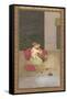 Persian Miniature Lovers on Rug-null-Framed Stretched Canvas