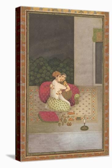 Persian Miniature Lovers on Rug-null-Stretched Canvas