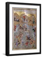 Persian miniature of battle between Alexander the Great and Darius, 16th century. Artist: Unknown-Unknown-Framed Giclee Print