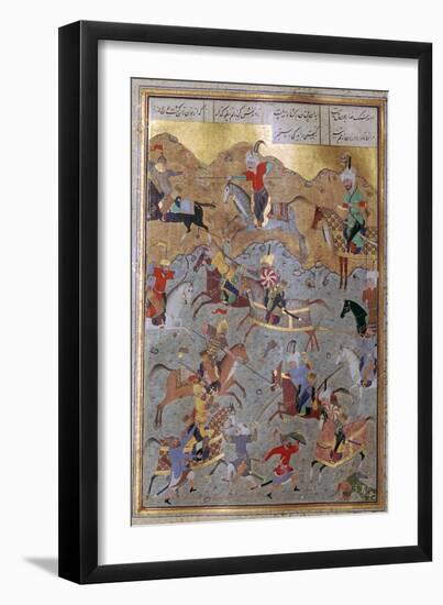 Persian miniature of battle between Alexander the Great and Darius, 16th century. Artist: Unknown-Unknown-Framed Giclee Print