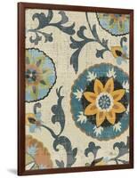 Persian Patchwork Blue Brown Tile I-Jess Aiken-Framed Art Print