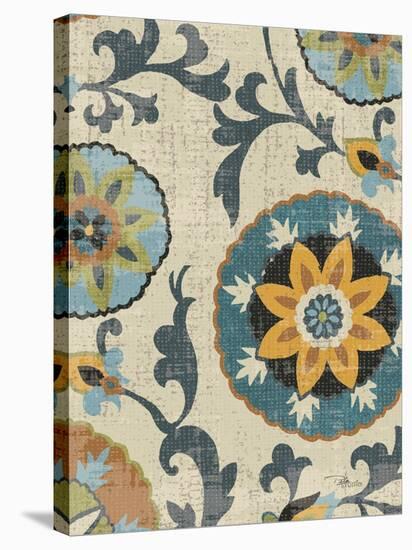 Persian Patchwork Blue Brown Tile I-Jess Aiken-Stretched Canvas