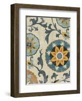 Persian Patchwork Blue Brown Tile I-Jess Aiken-Framed Art Print