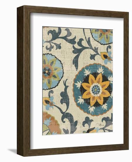 Persian Patchwork Blue Brown Tile I-Jess Aiken-Framed Art Print