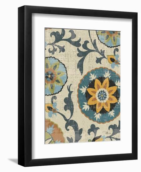 Persian Patchwork Blue Brown Tile I-Jess Aiken-Framed Art Print