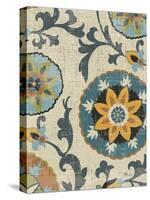 Persian Patchwork Blue Brown Tile I-Jess Aiken-Stretched Canvas