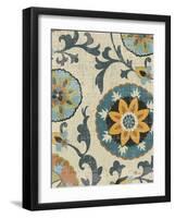 Persian Patchwork Blue Brown Tile I-Jess Aiken-Framed Art Print