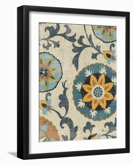 Persian Patchwork Blue Brown Tile I-Jess Aiken-Framed Art Print