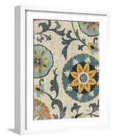 Persian Patchwork Blue Brown Tile I-Jess Aiken-Framed Art Print