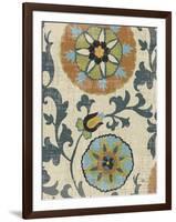 Persian Patchwork Blue Brown Tile II-Jess Aiken-Framed Art Print