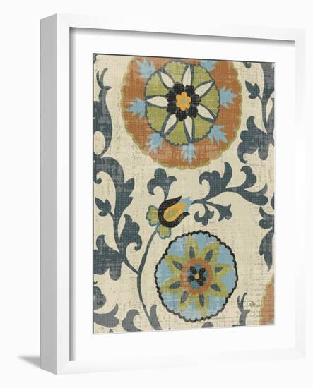 Persian Patchwork Blue Brown Tile II-Jess Aiken-Framed Art Print