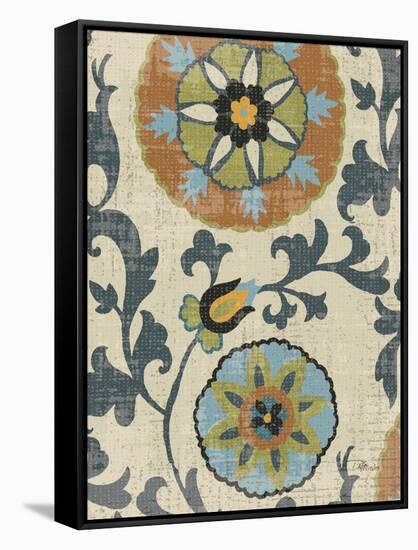 Persian Patchwork Blue Brown Tile II-Jess Aiken-Framed Stretched Canvas