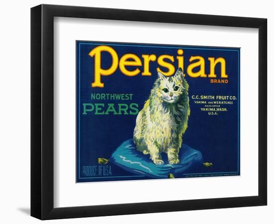 Persian Pear Crate Label - Yakima, WA-Lantern Press-Framed Art Print