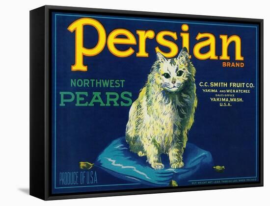 Persian Pear Crate Label - Yakima, WA-Lantern Press-Framed Stretched Canvas