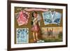 Persian Postage Stamps, 1897-null-Framed Giclee Print