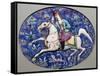 Persian tile depicting a horseman, 19th century. Artist: Unknown-Unknown-Framed Stretched Canvas