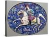 Persian tile depicting a horseman, 19th century. Artist: Unknown-Unknown-Stretched Canvas