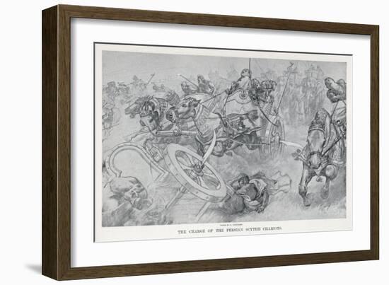 Persian War Chariots Charge Against Alexander the Great-Andre Castaigne-Framed Art Print