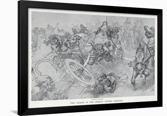 Persian War Chariots Charge Against Alexander the Great-Andre Castaigne-Framed Art Print