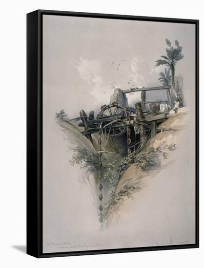 Persian Water-Wheel, Used For Irrigation in Nubia-David Roberts-Framed Stretched Canvas