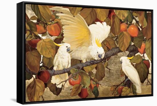 Persimmons and Cockatoos-Jesse Arms Botke-Framed Stretched Canvas