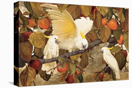 Persimmons and Cockatoos-Jesse Arms Botke-Stretched Canvas