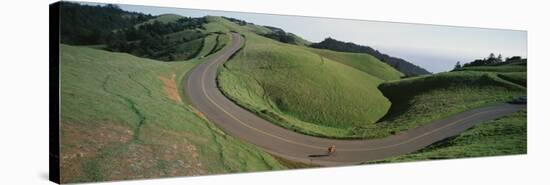 Person Cycling on the Road, Bolinas Ridge, Marin County, California, USA-null-Stretched Canvas