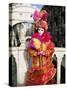 Person Dressed in Carnival Mask and Costume, Veneto, Italy-Lee Frost-Stretched Canvas