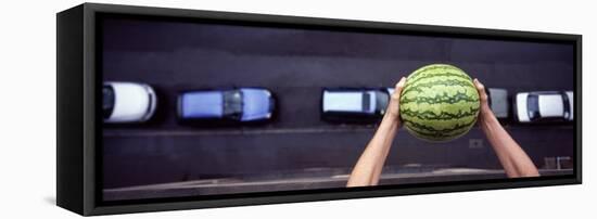 Person Dropping a Watermelon from High Above onto a Street-null-Framed Stretched Canvas