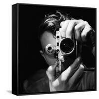Person Holding Camera to Face. Winner of Life Photo Contest. We Do Not Have a Name-Andreas Feininger-Framed Stretched Canvas