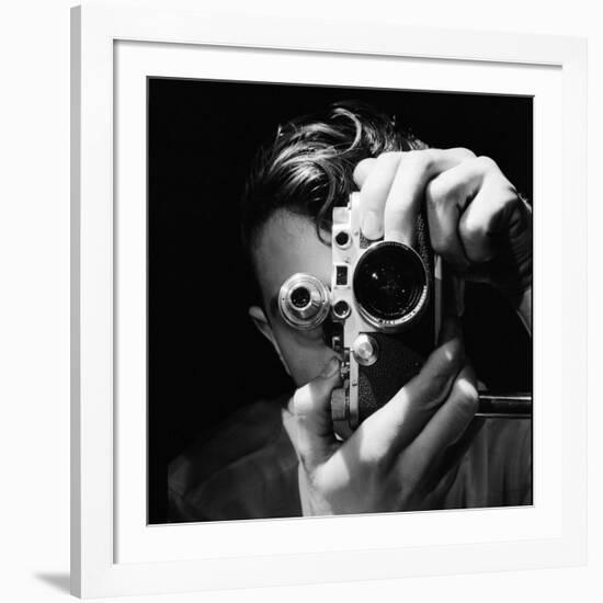 Person Holding Camera to Face. Winner of Life Photo Contest. We Do Not Have a Name-Andreas Feininger-Framed Photographic Print