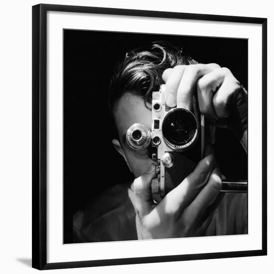 Person Holding Camera to Face. Winner of Life Photo Contest. We Do Not Have a Name-Andreas Feininger-Framed Photographic Print