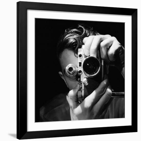 Person Holding Camera to Face. Winner of Life Photo Contest. We Do Not Have a Name-Andreas Feininger-Framed Photographic Print