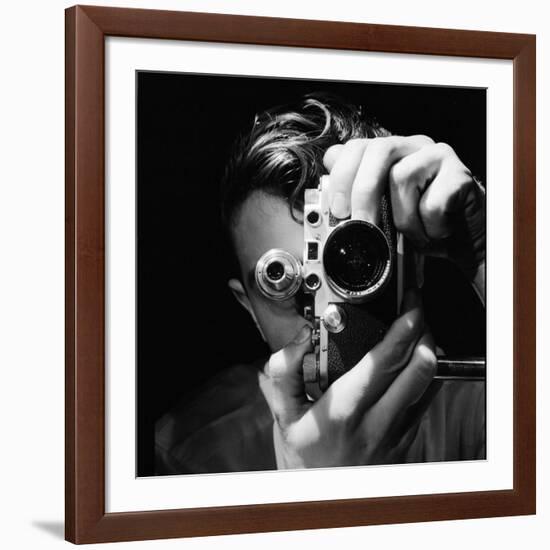 Person Holding Camera to Face. Winner of Life Photo Contest. We Do Not Have a Name-Andreas Feininger-Framed Photographic Print