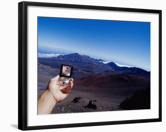 Person Holding Out a Compass-null-Framed Photographic Print