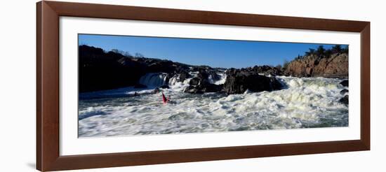 Person kayaking in a river, Great Falls, Potomac River, Maryland, Virginia, USA-null-Framed Photographic Print