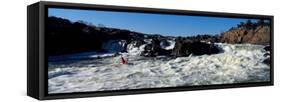 Person kayaking in a river, Great Falls, Potomac River, Maryland, Virginia, USA-null-Framed Stretched Canvas