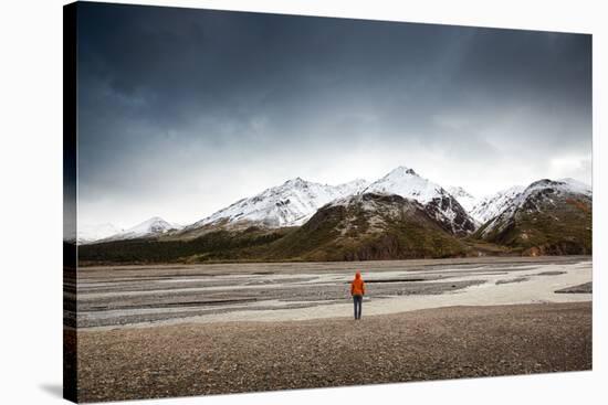Person Looking At River In Alaska-Lindsay Daniels-Stretched Canvas
