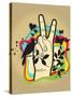 Person Making Peace Symbol, Butterflies and Dove in Background-New Vision Technologies Inc-Stretched Canvas