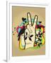 Person Making Peace Symbol, Butterflies and Dove in Background-New Vision Technologies Inc-Framed Photographic Print