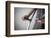 Person on Crutches Texting-Anthony West-Framed Photographic Print