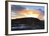 Person on Rocks of Stanage Edge with Winter Sunrise-Eleanor-Framed Photographic Print