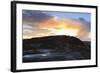 Person on Rocks of Stanage Edge with Winter Sunrise-Eleanor-Framed Photographic Print