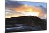 Person on Rocks of Stanage Edge with Winter Sunrise-Eleanor-Mounted Photographic Print