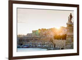 Person photographing the Grand Harbour in Valletta at dusk. Valletta, Malta, Mediterranean, Europe-Martin Child-Framed Photographic Print