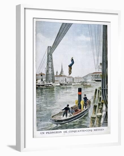 Person Plunges 55 Metres from Portside, Rouen, 1901-null-Framed Giclee Print